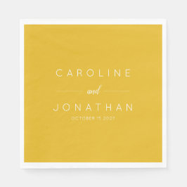 Moderne, minimalistische, gele aangepaste bruiloft servet