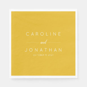 Moderne, minimalistische, gele aangepaste bruiloft servet