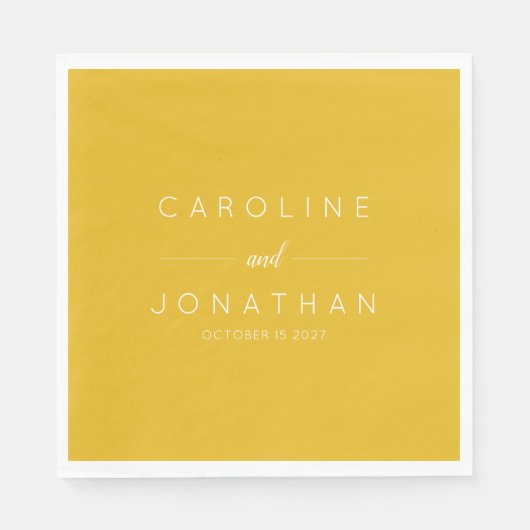Moderne, minimalistische, gele aangepaste bruiloft servet (Voorkant)