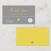 Moderne minimalistische gele en grijze orde bedank visitekaartje (Voorkant / Achterkant)