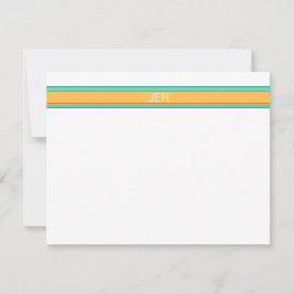 Moderne minimalistische gele groene monogram notit notitiekaartje