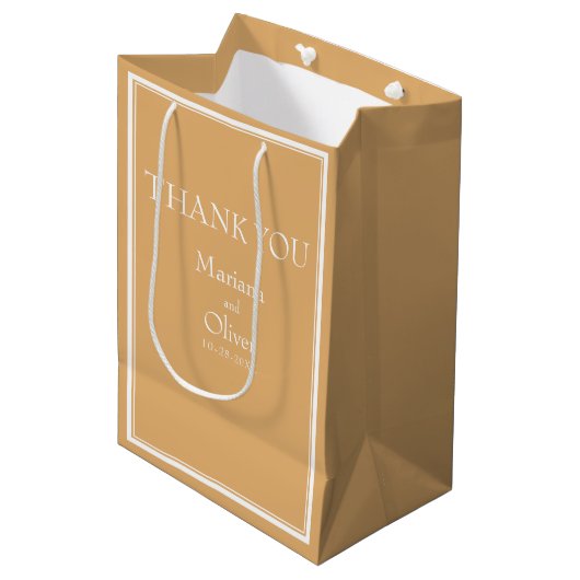 Moderne Minimalistische Gele Medium Cadeauzakje (Voorkant Gekanteld)