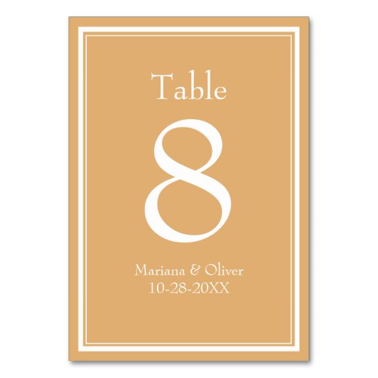 Moderne Minimalistische Gele Tafel Nummer Kaart (Voorkant)
