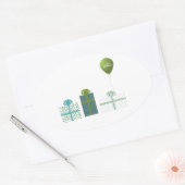 Moderne minimalistische gelukkige verjaardag ovale sticker (Envelop)