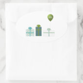 Moderne minimalistische gelukkige verjaardag ovale sticker (Tas)