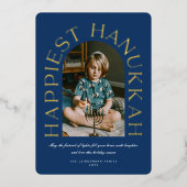 Moderne minimalistische gelukkigste Hanukkah Arc F Folie Feestdagenkaart (Voorkant)