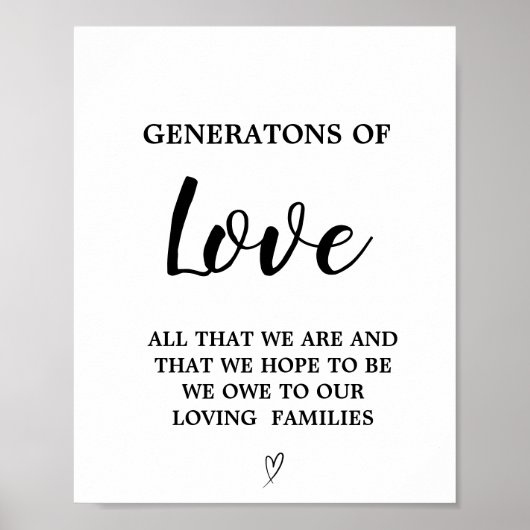 Moderne minimalistische generaties van liefde brui poster (Voorkant)