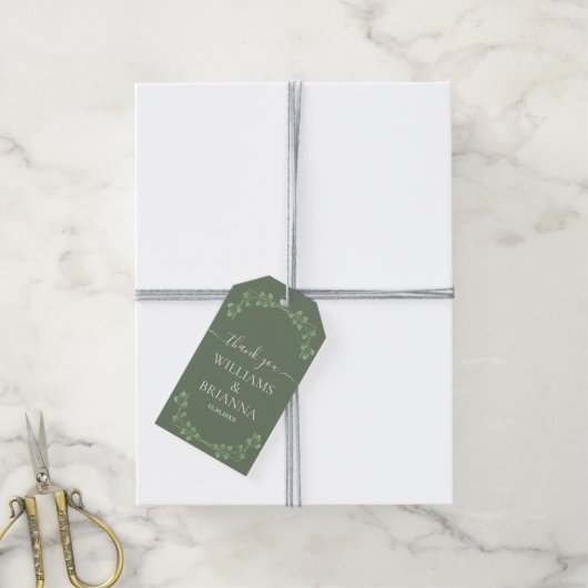 Moderne Minimalistische Geometrische Frame Bruilof Cadeaulabel (Met Touw)