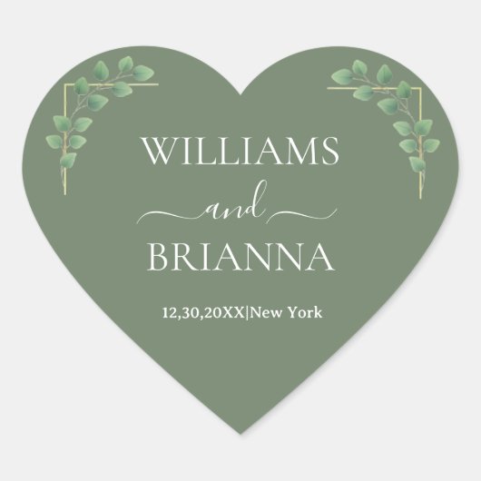 Moderne minimalistische geometrische Lijst bruilof Hart Sticker (Voorkant)