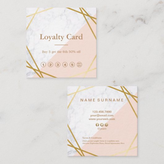 Moderne minimalistische Geometrische marmer Gold L Vierkante Visitekaartje (Voorkant / Achterkant)