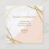 Moderne minimalistische geometrische marmerbenoemi vierkante visitekaartje (Achterkant)