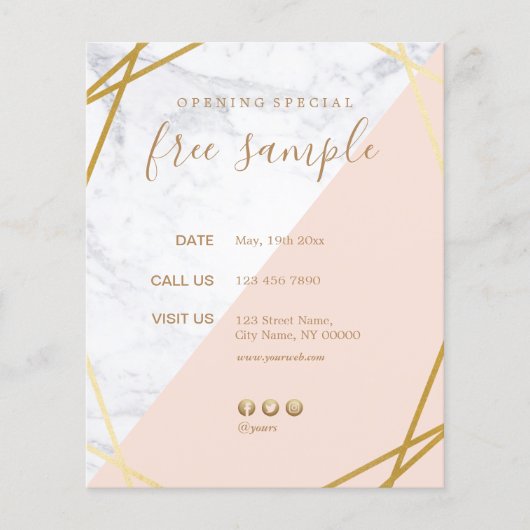 Moderne minimalistische geometrische marmerpromoti flyer (Voorkant)