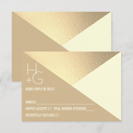Moderne, minimalistische Geometrische RSVP-Kaart Kaart (Voorkant / Achterkant)