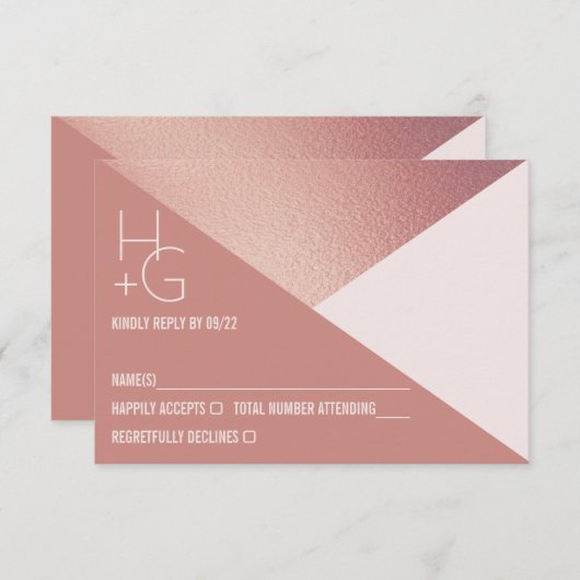 Moderne, minimalistische Geometrische RSVP-Kaart Kaart (Voorkant / Achterkant)