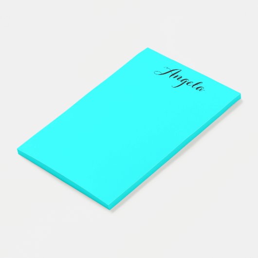 Moderne minimalistische gepersonaliseerde aqua post-it® notes (Schuin)