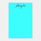 Moderne minimalistische gepersonaliseerde aqua post-it® notes (Voorkant)