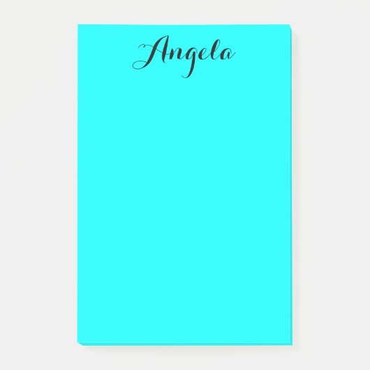 Moderne minimalistische gepersonaliseerde aqua post-it® notes (Voorkant)