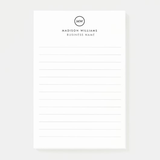 Moderne minimalistische gepersonaliseerde briefpap post-it® notes (Voorkant)