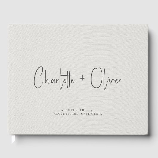 Moderne minimalistische gepersonaliseerde bruiloft gastenboek (Voorkant)