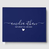 Moderne minimalistische gepersonaliseerde bruiloft gastenboek (Voorkant)