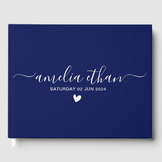 Moderne minimalistische gepersonaliseerde bruiloft gastenboek (Voorkant)