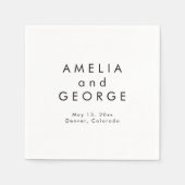 Moderne minimalistische gepersonaliseerde bruiloft servet (Voorkant)