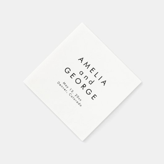 Moderne minimalistische gepersonaliseerde bruiloft servet (Hoek)