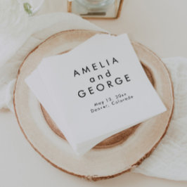 Moderne minimalistische gepersonaliseerde bruiloft servet