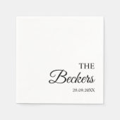 Moderne minimalistische gepersonaliseerde bruiloft servet (Voorkant)