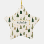 Moderne minimalistische gepersonaliseerde kerstste keramisch ornament (Voorkant)