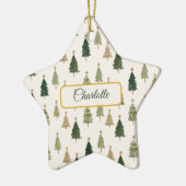 Moderne minimalistische gepersonaliseerde kerstste keramisch ornament (Links)