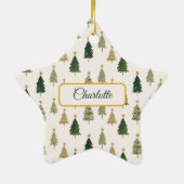 Moderne minimalistische gepersonaliseerde kerstste keramisch ornament (Achterkant)