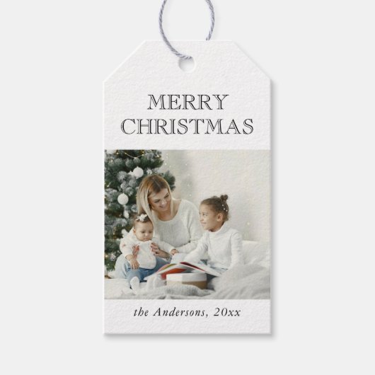 Moderne Minimalistische Gepersonaliseerde Kerstvak Cadeaulabel (Voorkant)
