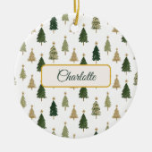 Moderne minimalistische gepersonaliseerde kerstver keramisch ornament (Voorkant)