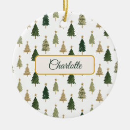 Moderne minimalistische gepersonaliseerde kerstver keramisch ornament