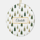 Moderne minimalistische gepersonaliseerde kerstver keramisch ornament (Links)