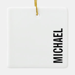 Moderne Minimalistische Gepersonaliseerde Naam Keramisch Ornament