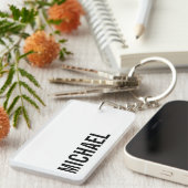 Moderne Minimalistische Gepersonaliseerde Naam Sleutelhanger (Voorkant Rechts)
