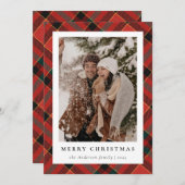 Moderne minimalistische geplakte kerstfoto feestdagenkaart (Voorkant / Achterkant)