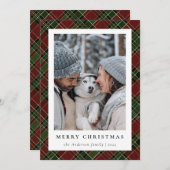 Moderne minimalistische geplakte kerstfoto feestdagenkaart (Voorkant / Achterkant)
