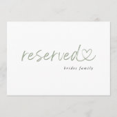 Moderne minimalistische gereserveerde trouwbord (Voorkant)