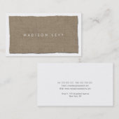 Moderne minimalistische gescheurde canvas grunge afsprakenkaartje (Voorkant / Achterkant)