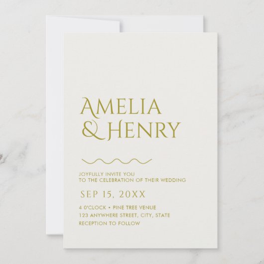 Moderne minimalistische gewaagde golvende rand bru kaart (Voorkant)