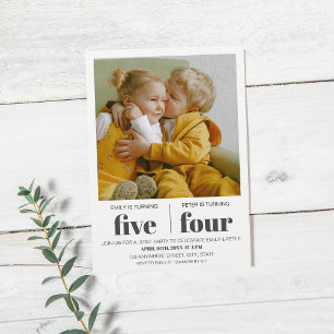 Moderne minimalistische gezamenlijke verjaardagsfe kaart