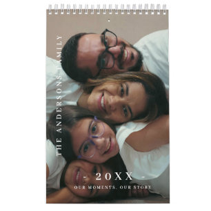 Moderne Minimalistische Gezinsfotokalender Kalender