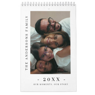 Moderne Minimalistische Gezinsfotokalender Kalender