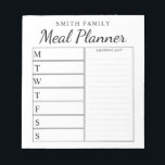 Moderne minimalistische gezinsplanning notitieblok<br><div class="desc">Gepersonaliseerde wekelijkse maaltijdplanner van de Familie. Creëer een aangepaste maaltijdplanner voor je keuken. Ruimte om maaltijdplannen te schrijven voor elke dag van de week. Voeg ook boodschappen en nog veel meer toe aan de organisator van de boodschappenlijst. Biedt een modern,  minimalistisch zwart-wit ontwerp en een  kalligrafiekscript.</div>