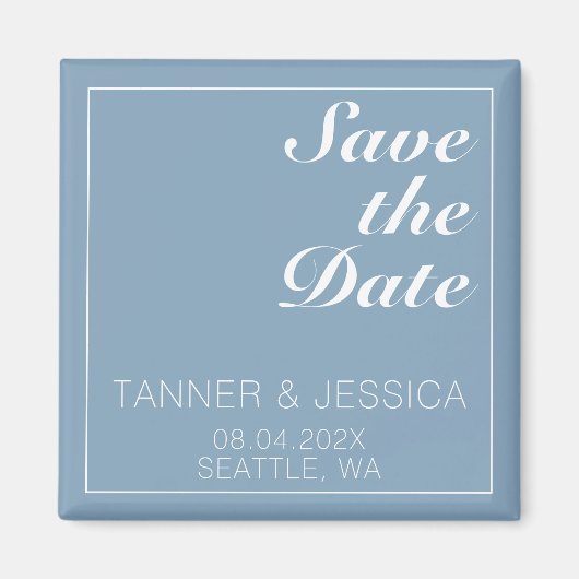 Moderne minimalistische gletsjer Blue & White Save Magneet (Voorkant)