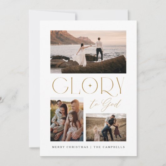 Moderne minimalistische glorie aan God Kerstfoto Feestdagenkaart (Voorkant)