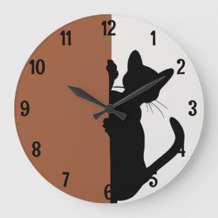 Moderne minimalistische gluren kitty kat grote klok